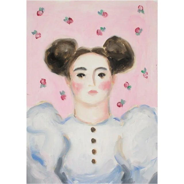 An archival giclée print of an original colorful portrait painting, 5"x7", signed front and back.