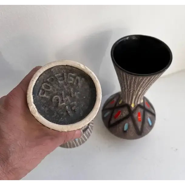 Ceramic Circa 1960s Vintage Vases Marked 'Foreign' by Scheurich - Set of 2 For Sale - Image 7 of 11