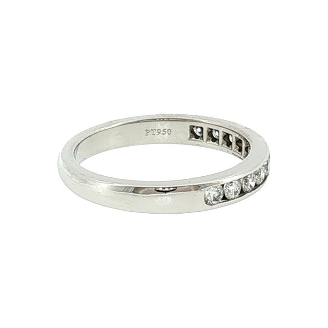 Tiffany and Co. Late 20th-Century Platinum Tiffany and Co Natural Diamond Channel Band, Size 6.5 For Sale - Image 4 of 5
