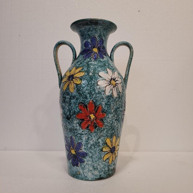 Ceramic Daisies Vase, Italy, 1970s For Sale - Image 3 of 18