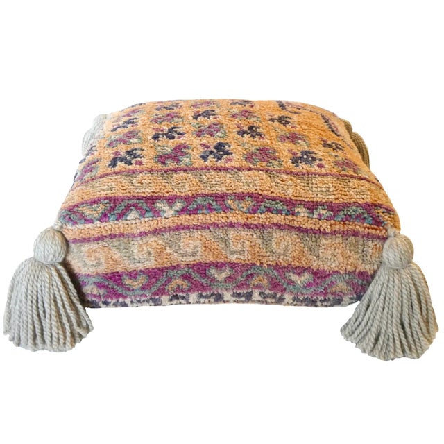 Midcentury Boujad Wool Floor Pouf For Sale - Image 4 of 6