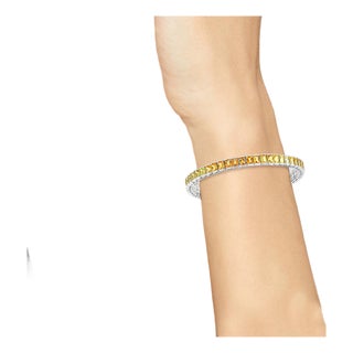 20 Carat Genuine Natural Yellow Sapphires Tennis Bracelet 14 Karat White Gold For Sale