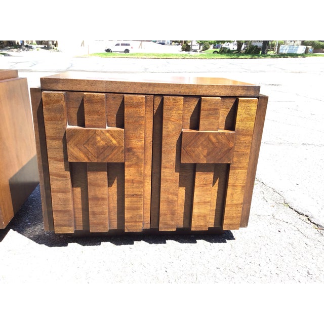 Mid-Century Modern Mid-Century Lane Brutalist Pair of Nighstands, Circa 1970s For Sale - Image 3 of 12