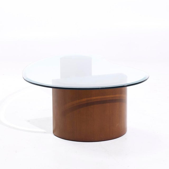Brown Vladimir Kagan Style Mid Century Walnut and Glass Biomorphic Coffee Table For Sale - Image 8 of 9