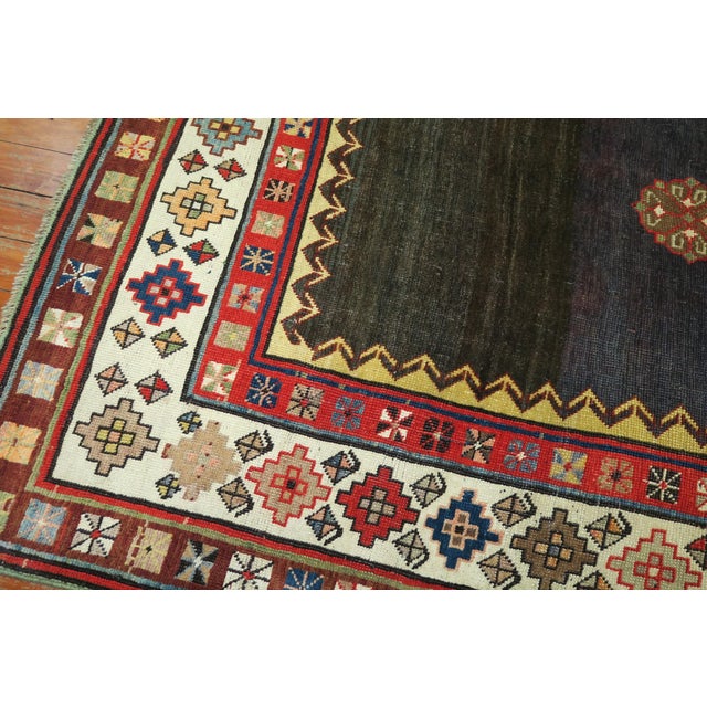 Persian Eclectic 20th Century Talish Brown Navy Persian Wool Runner For Sale - Image 3 of 6