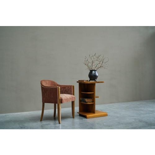 Art Deco Side Table with Shelves in Bookmatched Walnut Veneer, 1920s For Sale - Image 4 of 15
