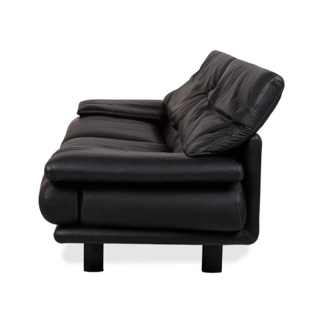 Alanda Leather Two-Seater Black Sofa Manual Function by Paolo Piva for B&B Italia C&B Italia For Sale - Image 14 of 15