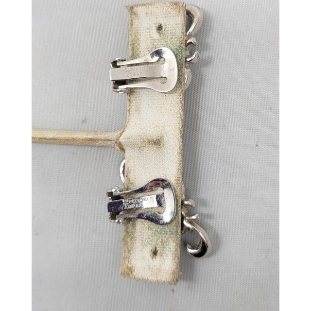 Vintage 1950 Signed Crown Trifari Alfred Philippe Design Faux-Aquamarine Clip Earrings - 2 Pieces For Sale In Philadelphia - Image 6 of 9