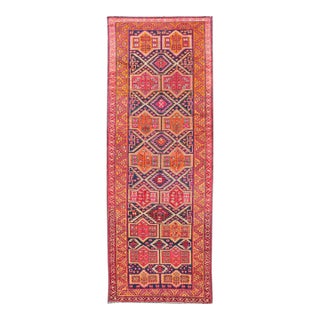 Antique Hand-Knotted Karajeh Gallery Rug in Wool With All-Over Geometric Design 4'4 X 12'8 For Sale