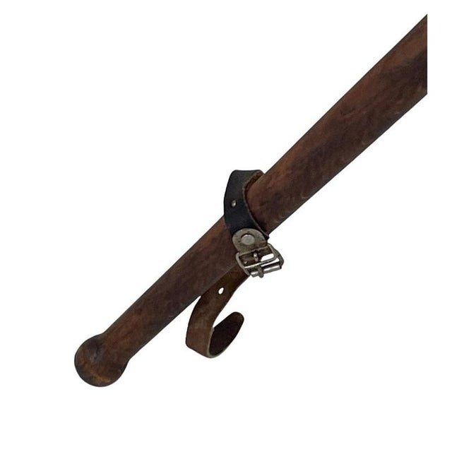 Military Campaign Foldable Tripod Hunting Stool in Wood and Leather Upholstery For Sale - Image 4 of 6