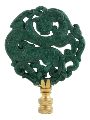 Striking Dragon Lamp Finial on Brass