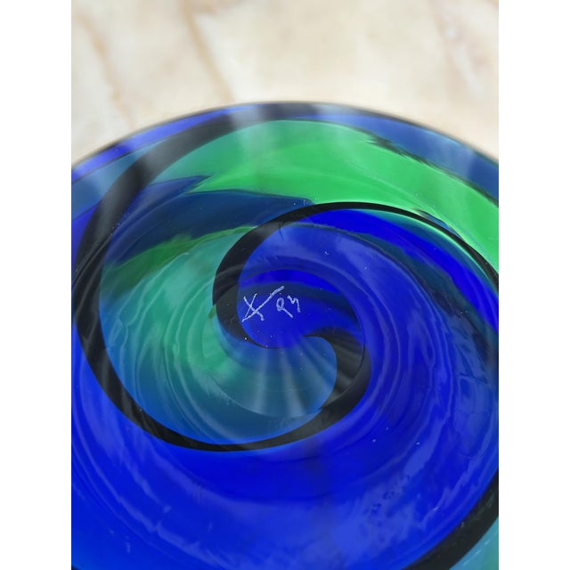 Vintage Swirl Murano Glass Bowl by Fulvio Bianconi for Venini, Italy, 1990s For Sale - Image 7 of 8