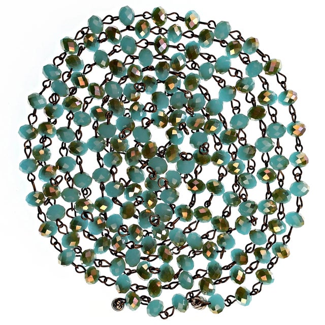 Teal / Bronzy Crystal Bead Necklace For Sale - Image 4 of 5