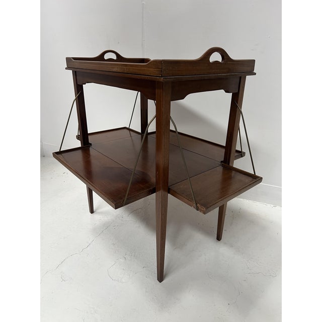 Mahogany Serving Table with Marquetry Net Decoration For Sale - Image 5 of 11