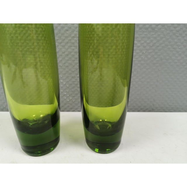 Torpedo Glass Vases in May Green Colour by Per Lutken for Holmegaard, Denmark, 1955, Set of 2 For Sale - Image 9 of 11