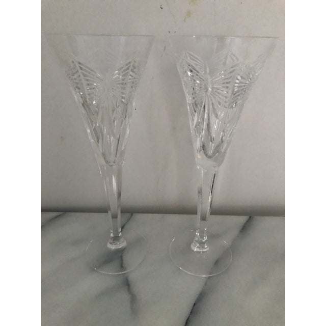 Transparent 1990s Waterford Crystal Happiness Champagne Flutes- a Pair For Sale - Image 8 of 8