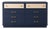 Navy Blue 8-Drawer Dresser With Bleached Ash Drawers & Satin Brass Hardware For Sale