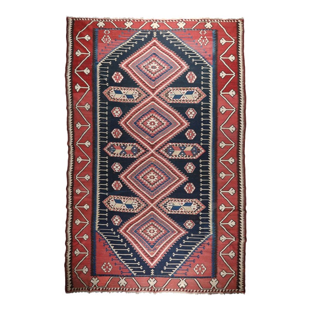 Antique Collectore Caucasian Shirvan Handwoven Kilim Late 19c -7' 1'' X 12' 2'' For Sale