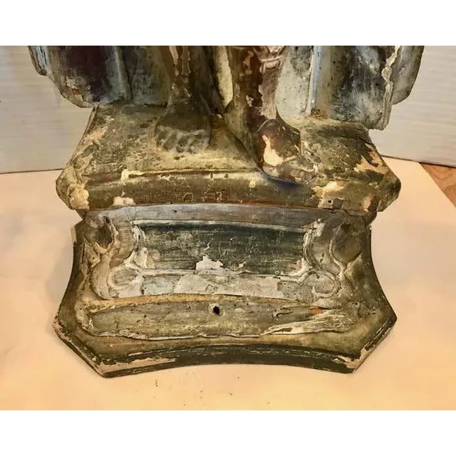 Wood Pair of 17th Century Italian Figural Prickets Now Mounted as Lamps For Sale - Image 7 of 12