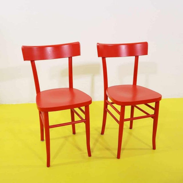 Classic Robust Vintage Red Wooden Chairs, Set of 2 For Sale - Image 9 of 9