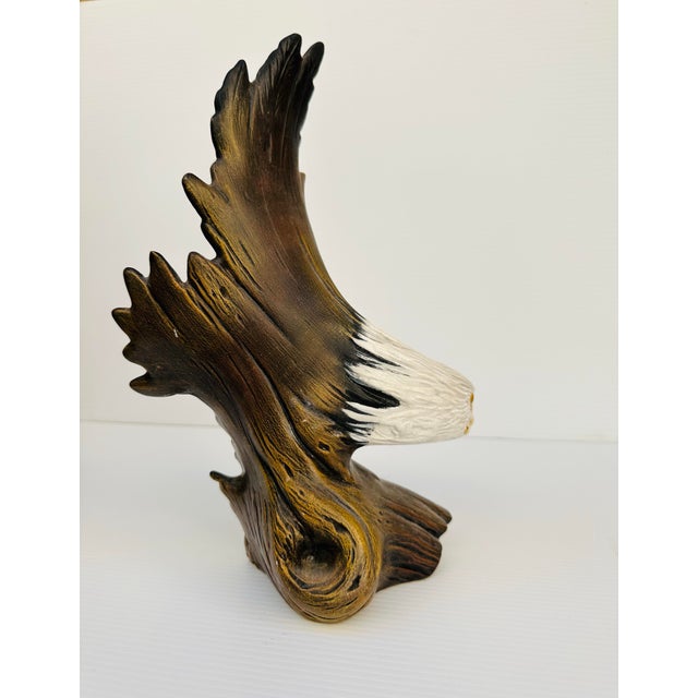 Vintage Hand-Painted Porcelain Bald Eagle Sculpture, Americana Decor, 12” For Sale - Image 9 of 10