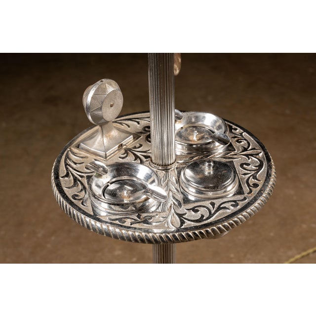 Mid 20th Century Vintage Chrome Airplane Smoking Stand With Marbled Glass Lamp Base For Sale - Image 5 of 9