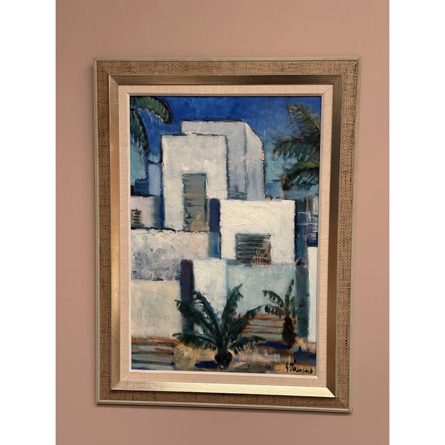 Original Swedish Oil on Canvas – “Palm Trees” by Gunnar Stålbrand – Vintage & Framed – 75 × 56 cm (29.5" × 22") A bright...