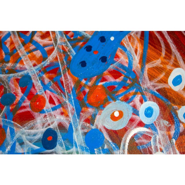 “Dance of the Bird – Abstract Expressionism” 36 X 12 In., Oil Markers and Acrylics on Canvas (2021) For Sale In Chicago - Image 6 of 7