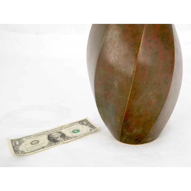 Brass Art Nouveau Style Twisted Cylinder Mid-Century Modern Vase For Sale - Image 9 of 9