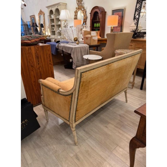 1980s Louis XVI Settee in a Butter Soft Faux Fur For Sale In New York - Image 6 of 7