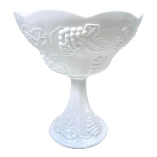 Vintage Grape Vine Design Scalloped Compote For Sale