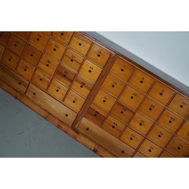 Large Mid-20th Century Dutch Industrial Beech Apothecary Cabinet For Sale - Image 5 of 18