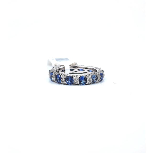 3.68 Ct Sapphire & Diamond Eternity Band Size 6.5 For Sale - Image 9 of 9