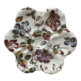 C.1880 English Oyster Plate With Flowers Adderley For Sale