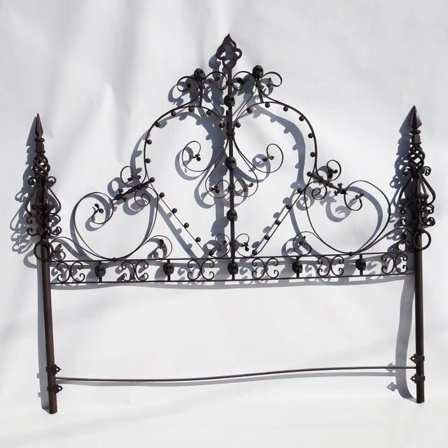 Custom Made Gothic Iron Bed with Bronze Skulls Chairish