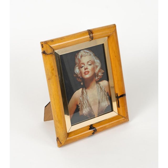 Midcentury Rectangular Picture Frame in Bamboo and Glass, 1970s For Sale - Image 10 of 14