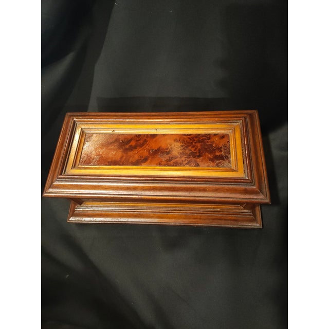 Late 19th Century Victorian Burl Veneer Jewelry or Document Casket Box For Sale - Image 4 of 8