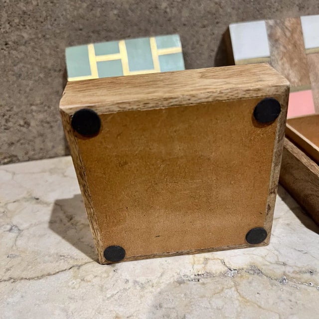 Modern Handcrafted Three Trinket Boxes Mod Geometric Design For Sale - Image 3 of 6