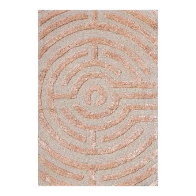 Lucca Hand-Tufted Maze Rug, Peony Pink, 4x6 For Sale