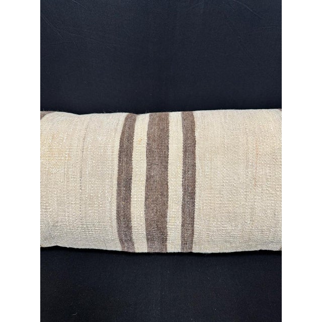 Contemporary Turkish Hemp Pillow Cushion Natural Beige Brown Cushion Cover 14x40 For Sale - Image 3 of 4