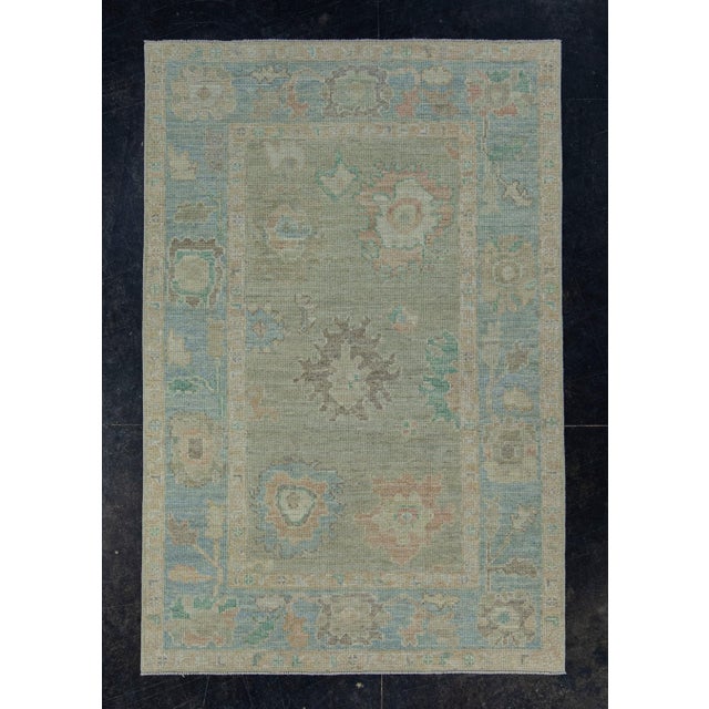 Gray Turkish Oushak Rug 3'10" x 5'9" #17248 For Sale - Image 8 of 8