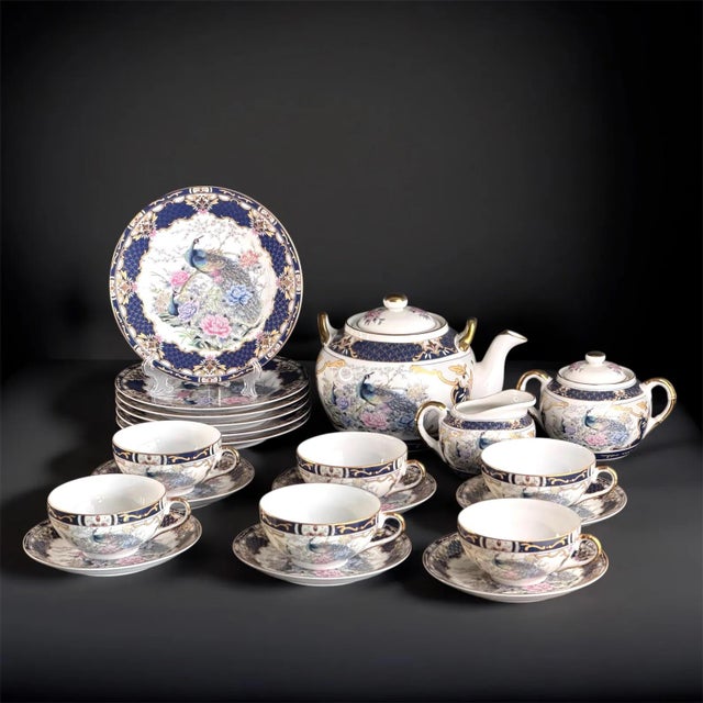 Japanese Lithophane Geisha Tea Set for Six from Maruko, 1960s, Set of 21 For Sale - Image 17 of 17