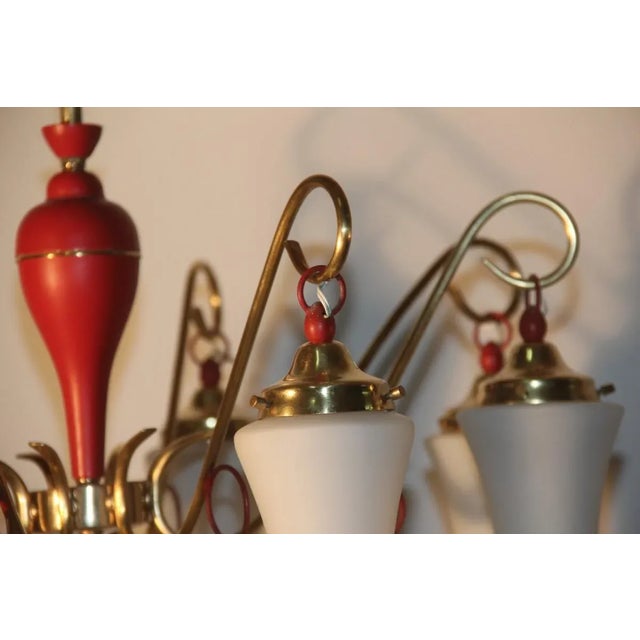 Black Mid-Century Italian Brass and Glass Chandelier, 1950s For Sale - Image 8 of 18