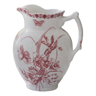 Large French Earthenware Decanter with Butterflies by Bertrand Bordeaux, 19th Century For Sale