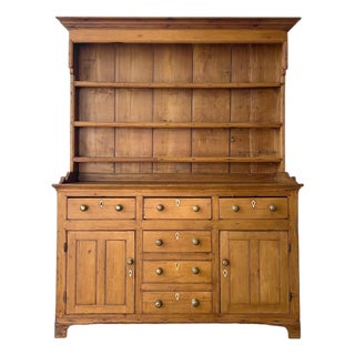 Antique Victorian Pine Hutch With Brass Knobs | Kitchen Dresser For Sale