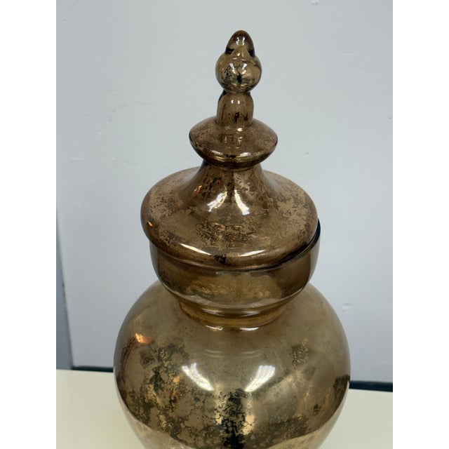 Antiqued Mercury Glass Lidded Urn For Sale In San Francisco - Image 6 of 12