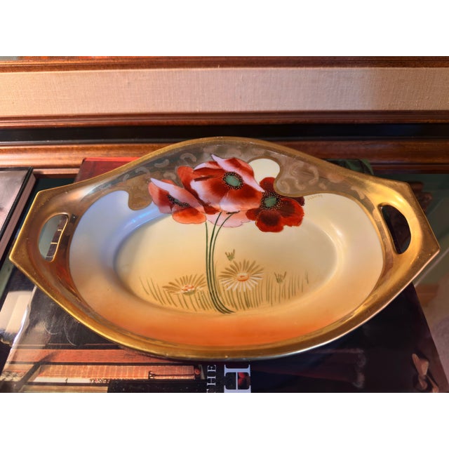 1910s Chicago Osborne Art Studio Hand-Painted Art Nouveau Poppy Porcelain Tray – Signed Osborne For Sale - Image 18 of 18