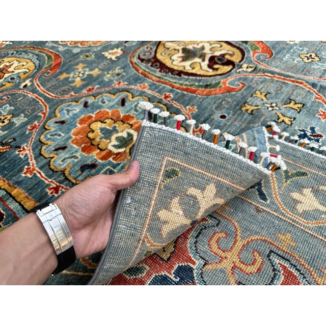 Hand-Knotted Afghan Suzani Chobi Wool Area Rug - 8'3" X 9'11" For Sale - Image 14 of 14