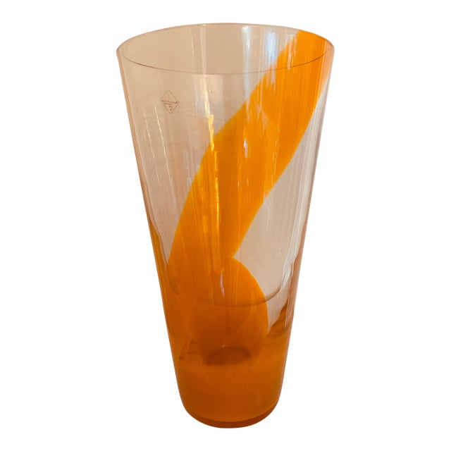 Barovier & Toso Orange Murano Glass Vase For Sale