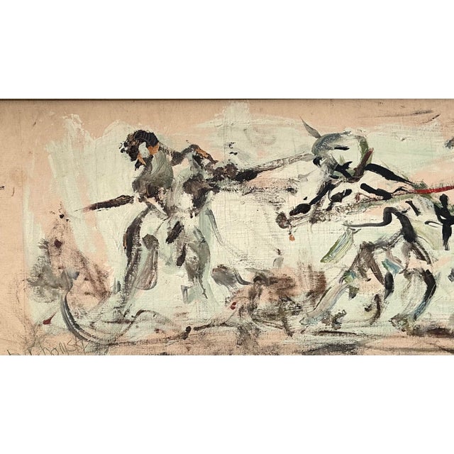 Vintage 1966 Original Abstract Figurative Oil on Board For Sale - Image 4 of 12